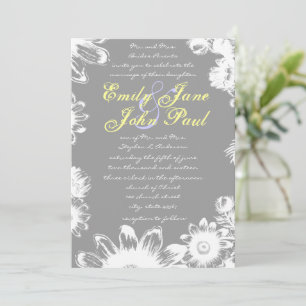 Invitation Fleur Lilac jaune Gris profond
