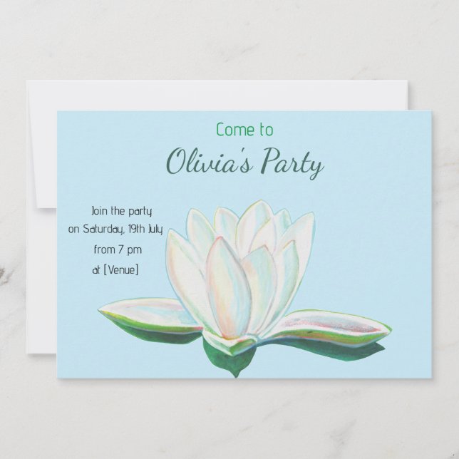 Invitation Fleur Lotus Blanc Personnalisé (Devant)