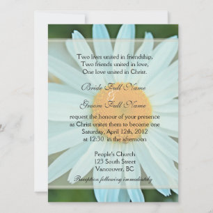 Invitation Fleur marguerite blanche pure mariage chrétien