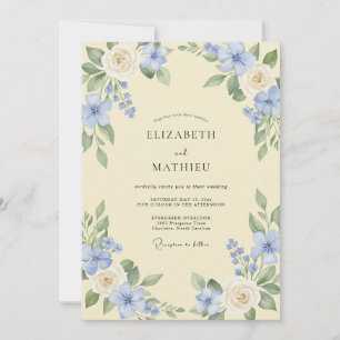 Invitation Fleur Mariage Fleurir Bleu Céleste
