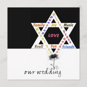 Invitation Fleur noire de vie Mariage juif