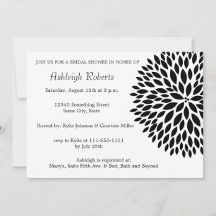 Invitation Fleur noire et blanche design