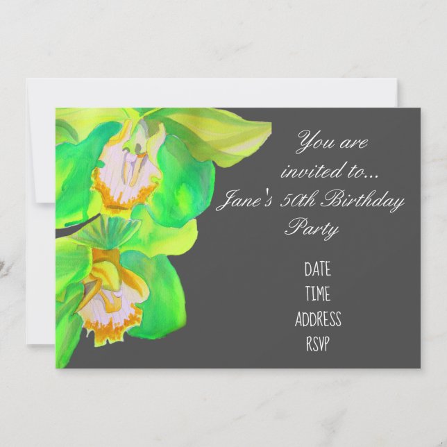 Invitation Fleur orchidée design moderne 50e anniversaire (Devant)