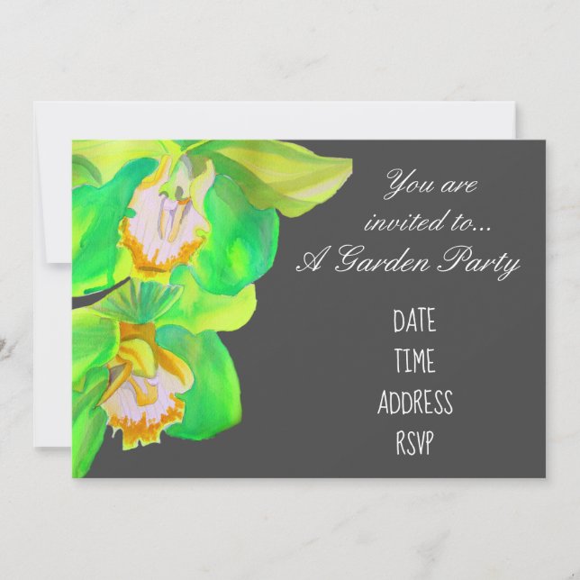 Invitation Fleur orchidée design moderne jardin fête (Devant)