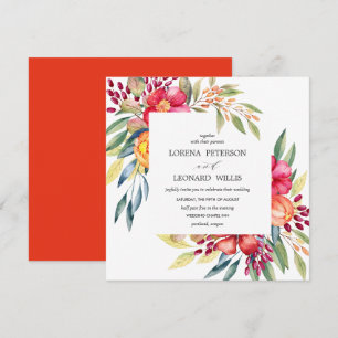 Invitation Fleur peinte Moderne ÉLÉGANT Rustique carré