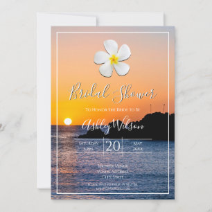 Invitation Fleur Plumeria blanche, Fête des mariées Sunset do
