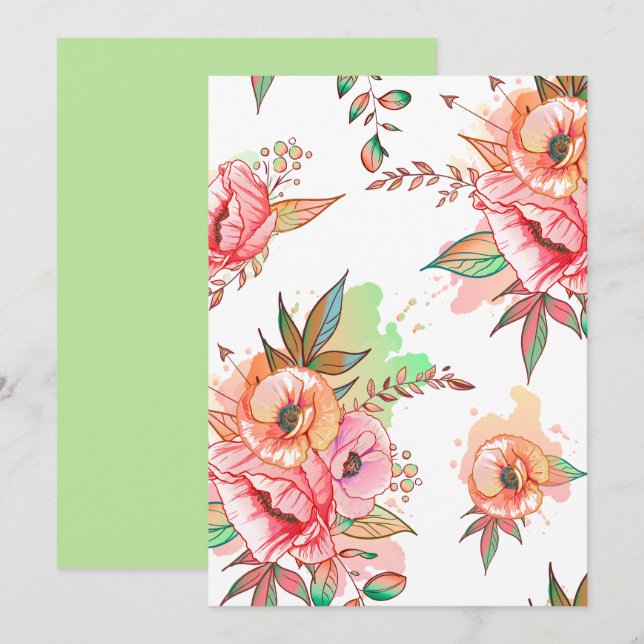 Invitation fleur printanière (Devant / Derrière)