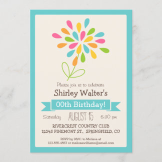 Invitation Fleur Retro Fête d'anniversaire adulte