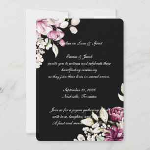 Invitation Fleur Romantique Noire Péonie Florale
