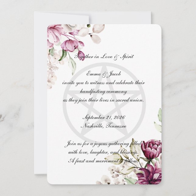 Invitation Fleur Romantique Pentacle de Pivoine Florale (Devant)