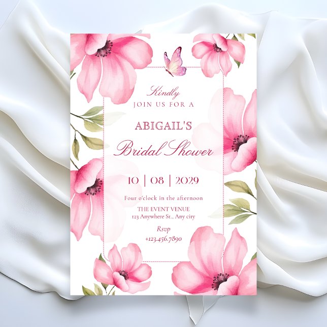 Invitation Fleur rose  (Créateur téléchargé)