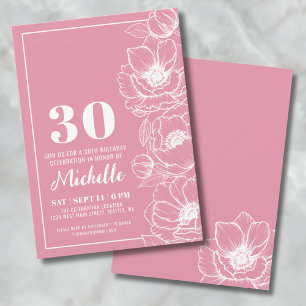 Invitation Fleur rose 30e anniversaire