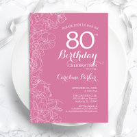 Fleur rose 80e fête d'anniversaire