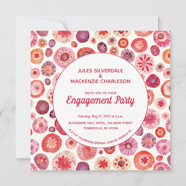 Invitation Fleur rose Abstrait Motif (Devant)