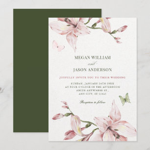 Invitation Fleur rose esthétique mariage en fleurs