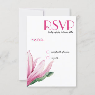 Invitation Fleur rose Magnolia en fleurs Mariage RSVP