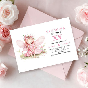Invitation Fleur Rose pour les 7 ans de la Fille F