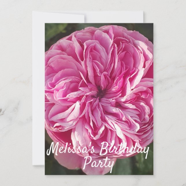 Invitation Fleur rose rose Anniversaire Enfants Filles Invita (Devant)