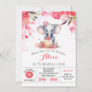 Invitation Fleur rose Rose fête d'anniversaire