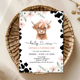 Invitation Fleur rose vache noire des Highlands Sainte Vache