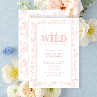 Invitation Fleur rose vierge et impeccable 1er anniversaire