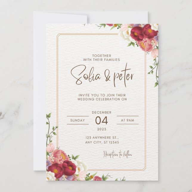 Invitation Fleur rouge foncé (Devant)