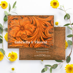 Invitation Fleur rustique pays Mariage occidental