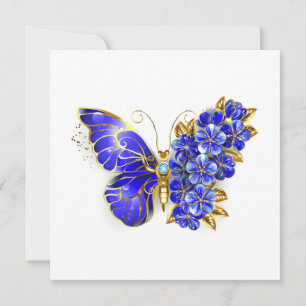 Invitation Fleur saphir papillon