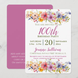 Invitation Fleur sauvage 100e anniversaire