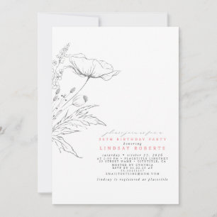 Invitation Fleur sauvage à la main Élégante fête d'anniversai