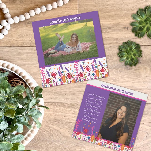 Invitation Fleur sauvage amusant Colorful Graduation personna (Créateur téléchargé)
