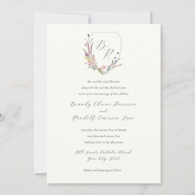 Invitation Fleur sauvage aquarelle (Devant)