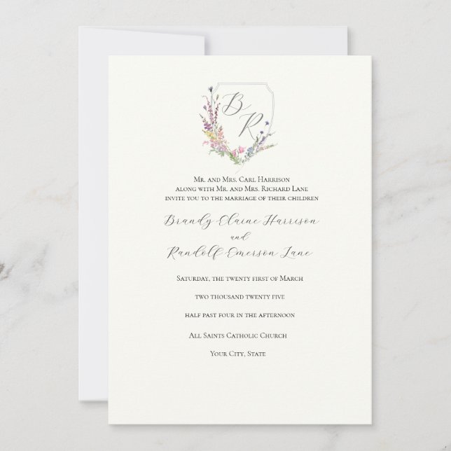 Invitation Fleur sauvage aquarelle (Devant)