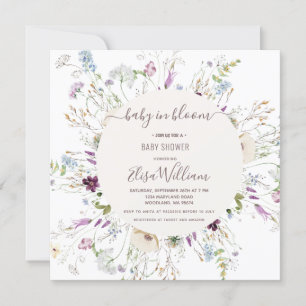 Invitation Fleur sauvage Aquarelle bébé en fleur