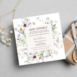 Invitation Fleur sauvage Aquarelle Bébé saupoudrer