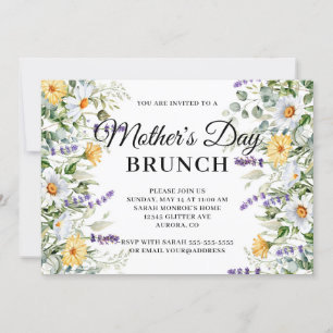 Invitation Fleur sauvage Aquarelle Fête des Mères Brunch
