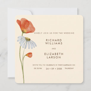 Invitation Fleur sauvage aquarelle Floral Mariage élégant