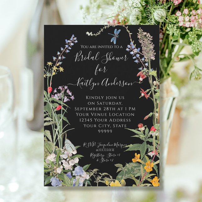 Invitation Fleur sauvage Aquarelle Florale Fête des mariées n (Créateur téléchargé)