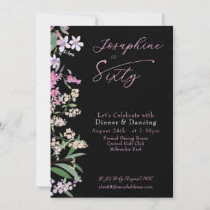 Invitation Fleur Sauvage Aquarelle Raffinée 60e Anniversaire