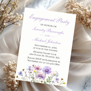 Invitation Fleur sauvage Aquarelle violet Floral Fiançailles