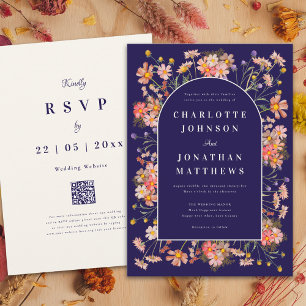 Invitation Fleur sauvage Arch Navy Mariage de automne en terr
