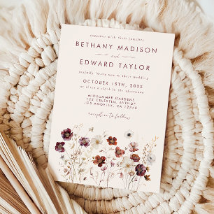 Invitation Fleur sauvage Automne Champ Beige Mariage