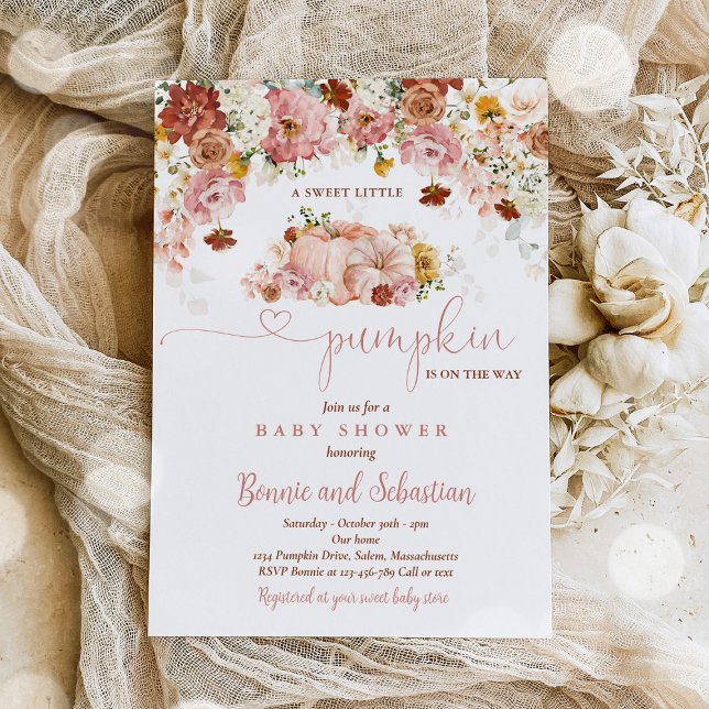Invitation Fleur sauvage Automne Floral Rustic Citrouille Bab (Créateur téléchargé)