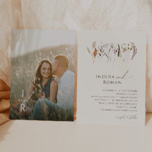 Invitation Fleur sauvage automne Mariage photo Monogramme b