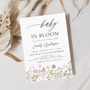 Invitation Fleur sauvage Baby in Bloom Baby shower Terracotta