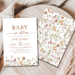 Invitation Fleur sauvage Baby in Bloom Baby shower Terracotta