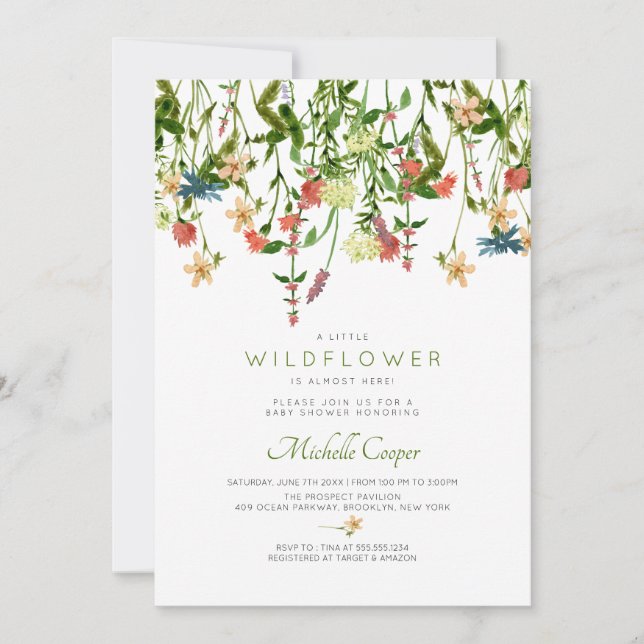 Invitation fleur sauvage Baby shower (Devant)