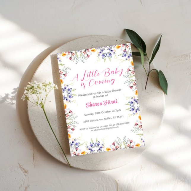 Invitation fleur sauvage Baby shower (Créateur téléchargé)