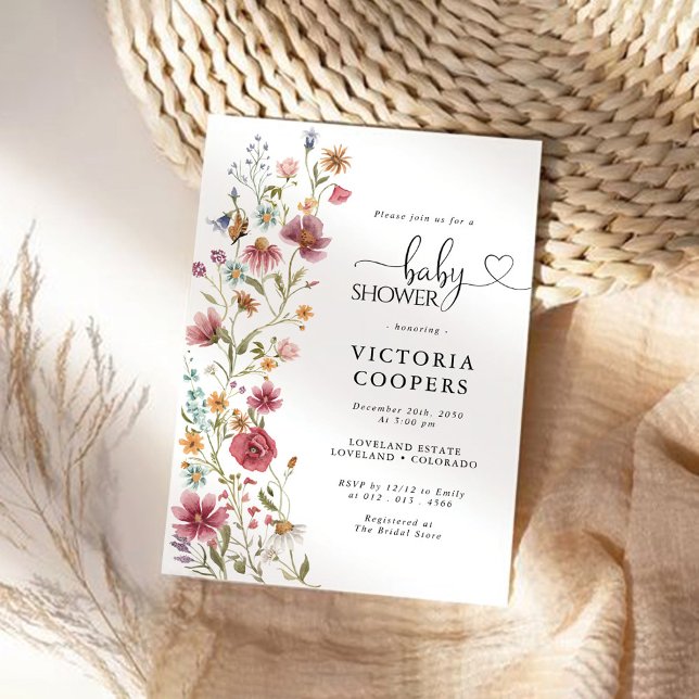 Invitation fleur sauvage Baby shower (Créateur téléchargé)
