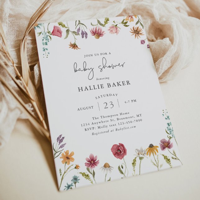 Invitation fleur sauvage Baby shower (Créateur téléchargé)